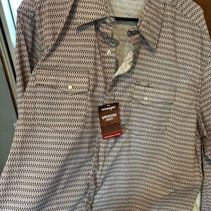 Wrangler Men's Geometric Pattern Shirt - Brown and White